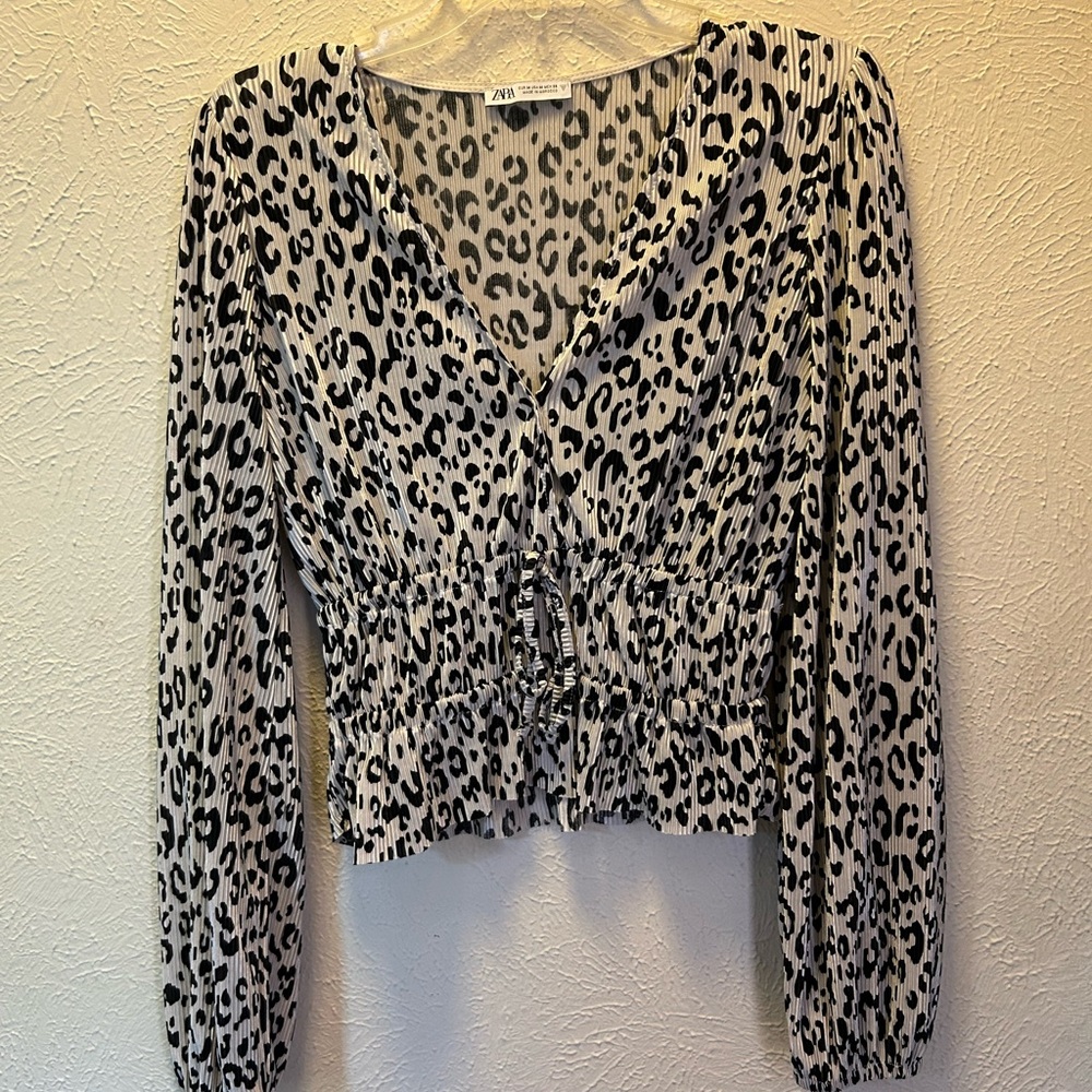 Zara Monochrome Leopard Print Blouse
